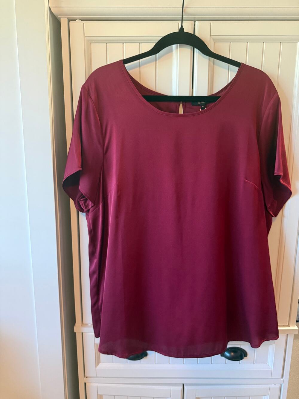 Quince Washable Stretch Silk Tee burgundy sz XL NWT